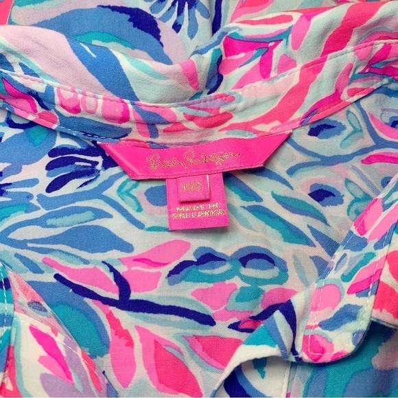 Lilly Pulitzer Natalie Long Sleeve Button Up Cover Up Shirt Dress Tunic size XXS - Picture 5 of 5